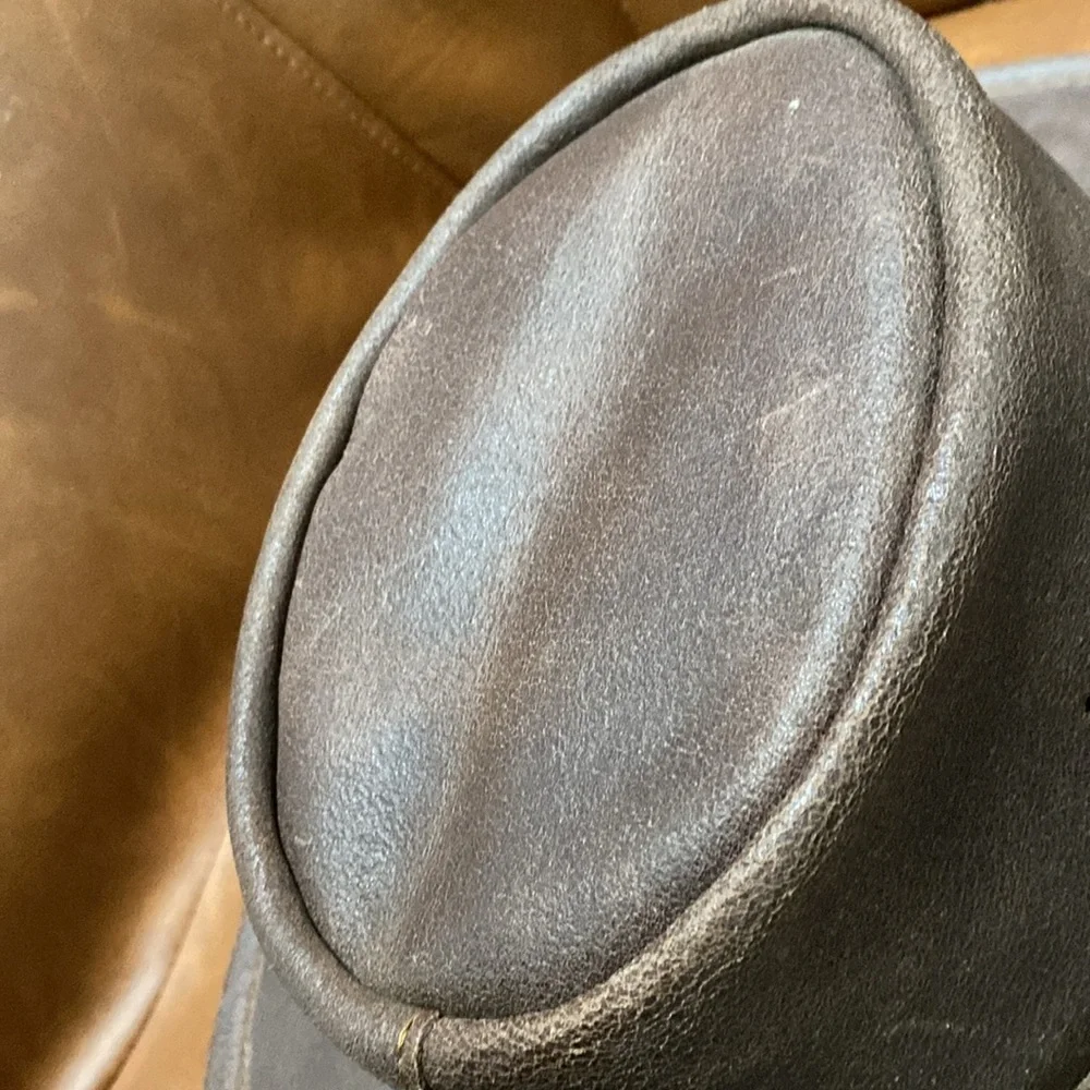 Minnetonka Unisex Tan Leather Fold Up Hat - Picture 15 of 17